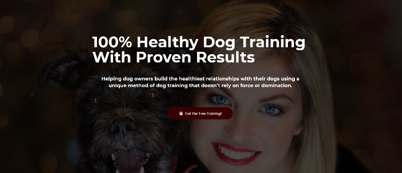 Dog training website page hero